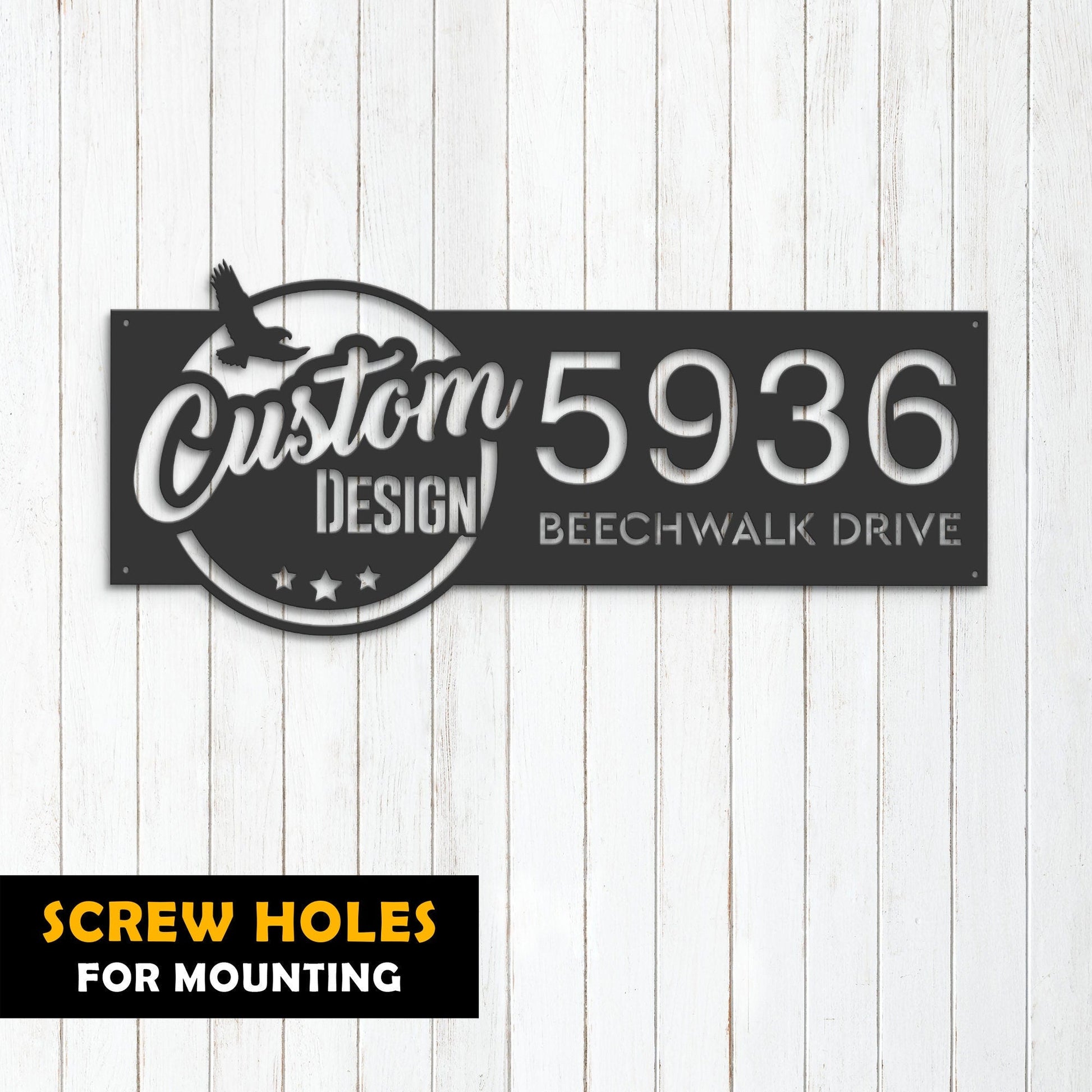 Custom color logo family Crest, code of arms Metal Address Sign House Number, Hanging Address Plaque Yard Sign, Outdoor Sign Garden Stake