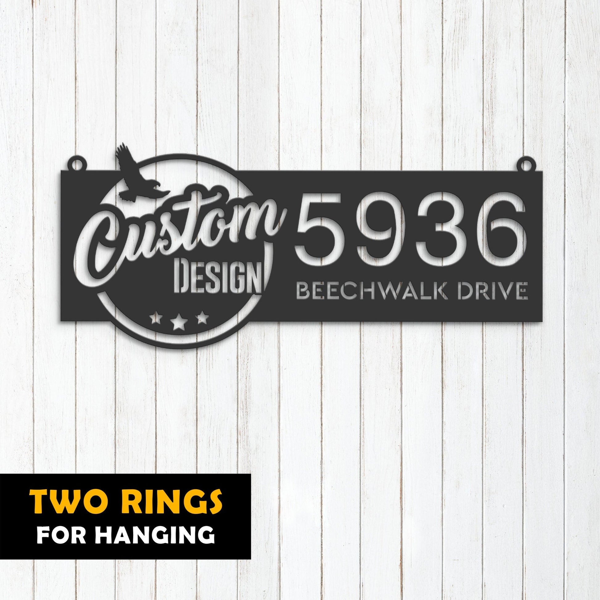 Custom color logo family Crest, code of arms Metal Address Sign House Number, Hanging Address Plaque Yard Sign, Outdoor Sign Garden Stake