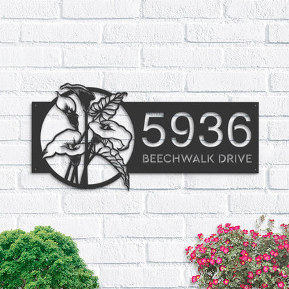 Personalized Flowers Metal Address Sign House number | Hanging Address Plaque | Yard Sign, Outdoor Sign | Garden Stake