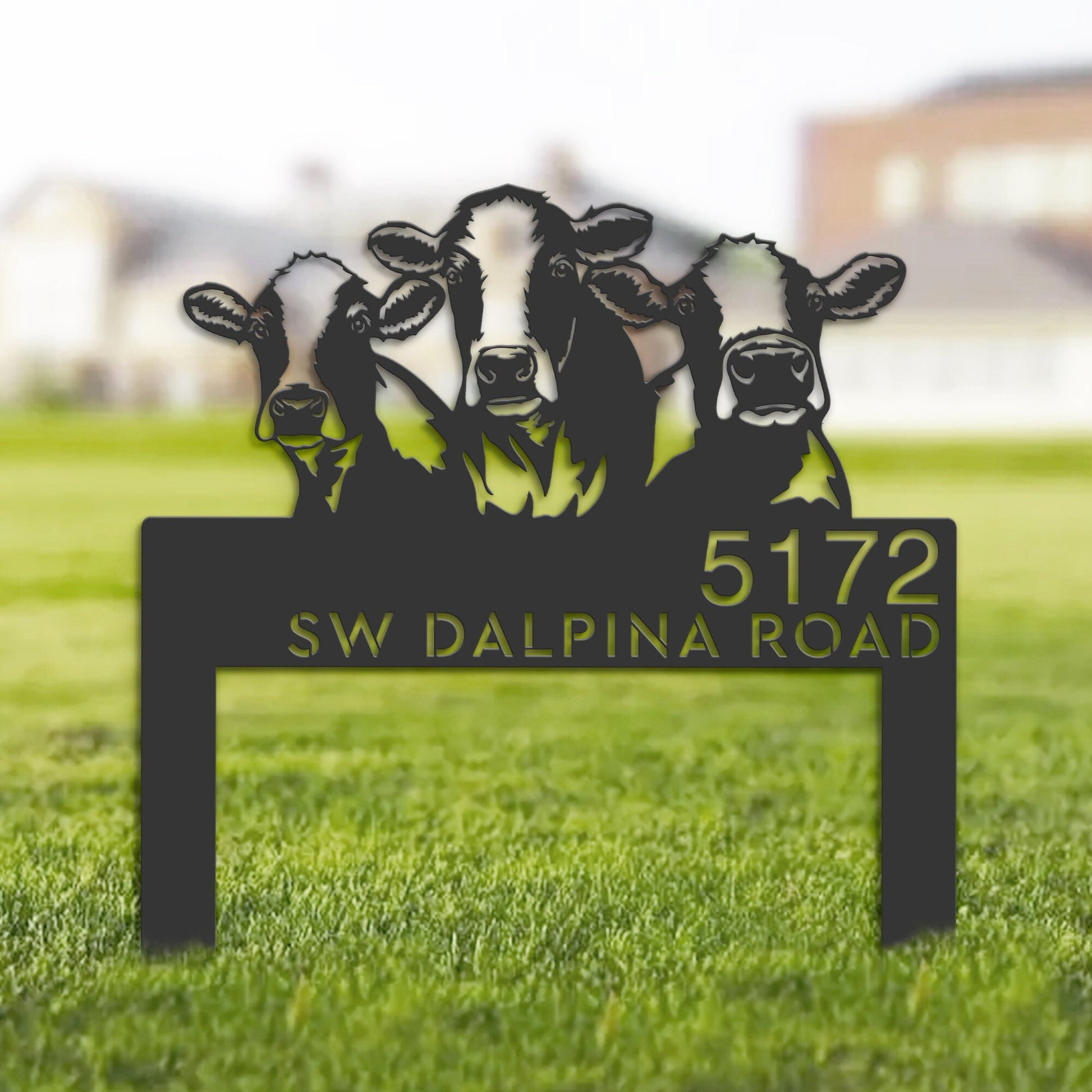 Personalized Cows Farmhouse ranch animals Metal Address Sign House Number, Hanging Address Plaque | Yard Sign, Outdoor Sign| Garden Stake