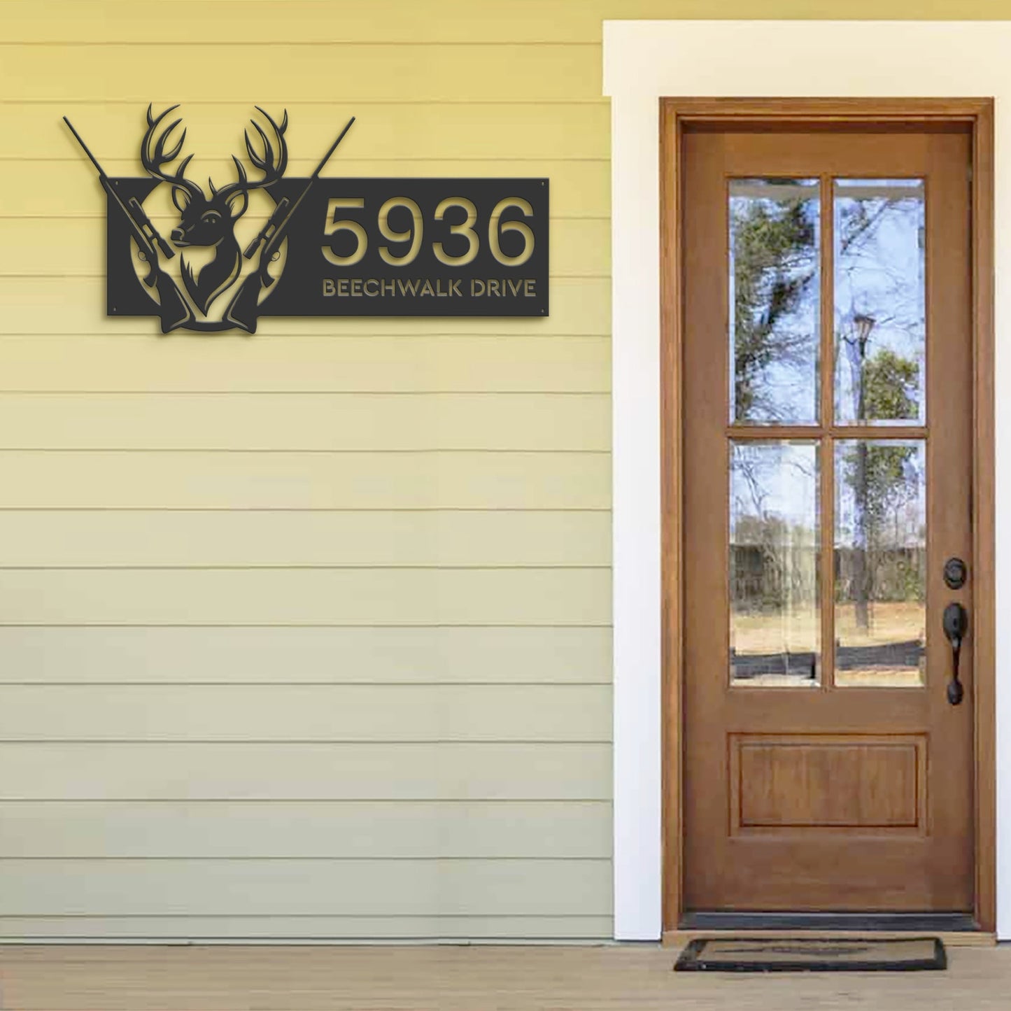 Personalized Deer hunting Metal Address Sign House number Hanging Address Plaque Yard Sign Outdoor Sign