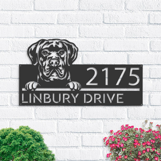 Personalized Cane Corso dog, cute puppy Metal Address Sign House number Hanging Address Plaque Yard Sign Outdoor decor Garden Stake