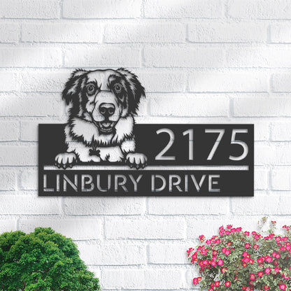 Personalized Australian Shepherd dog, puppy Metal Address Sign House number Hanging Address Plaque Yard Sign Outdoor decor Garden Stake