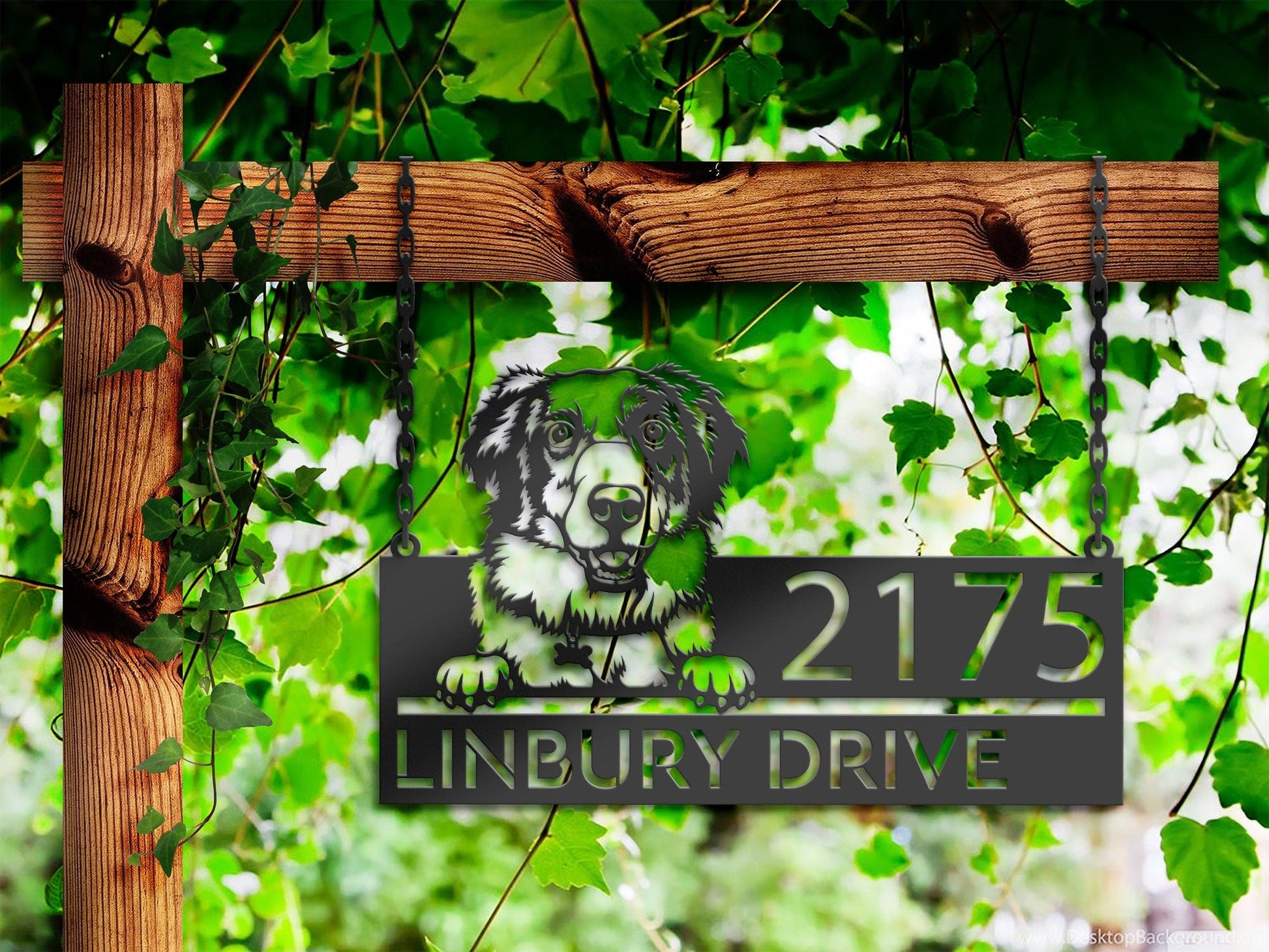 Personalized Australian Shepherd dog, puppy Metal Address Sign House number Hanging Address Plaque Yard Sign Outdoor decor Garden Stake