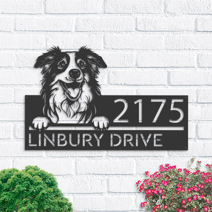 Personalized Australian Shepherd dog, puppy Metal Address Sign House number Hanging Address Plaque Yard Sign Outdoor decor Garden Stake