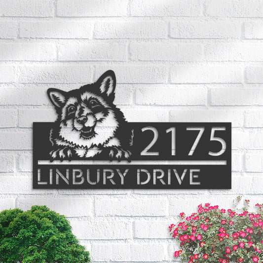 Personalized Peeking Fox Metal Address Sign With LED lights House number Hanging Address Plaque Yard Sign Outdoor Garden Stake