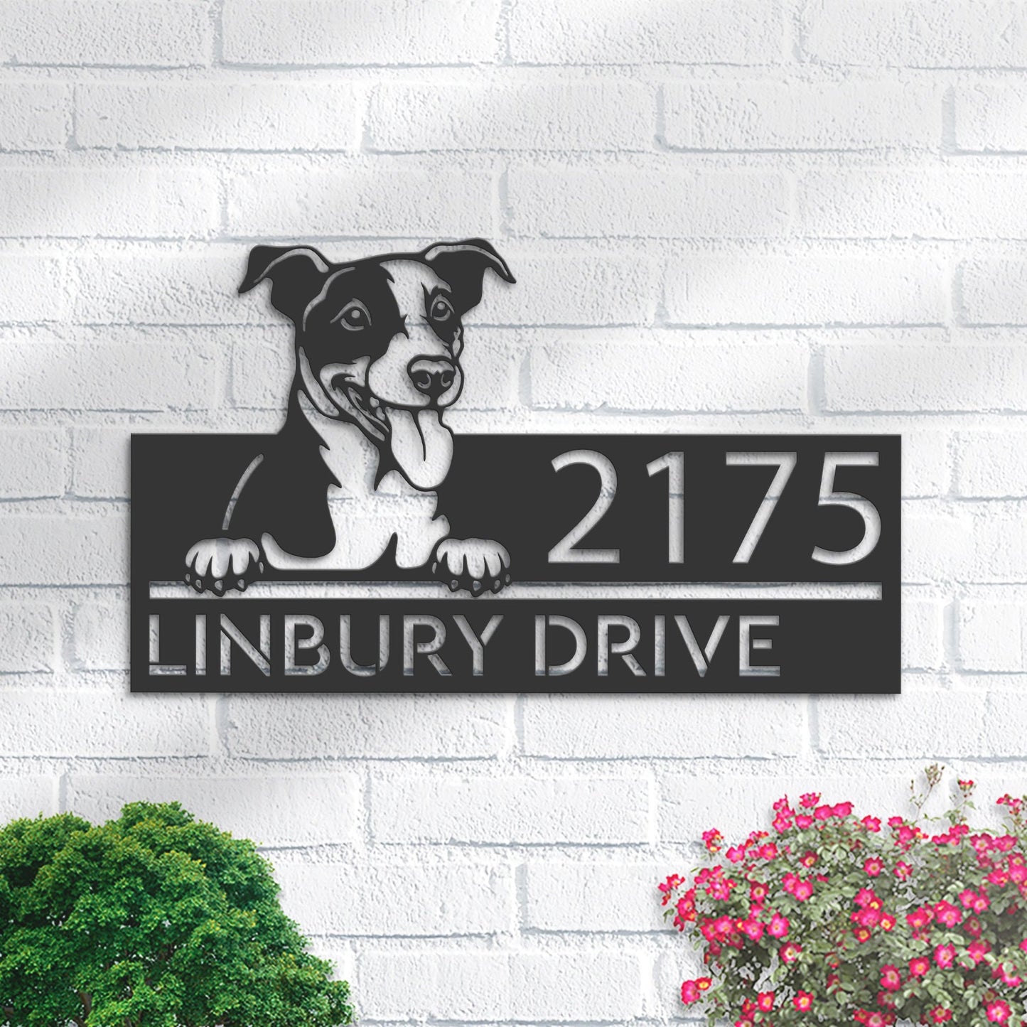 Personalized Jack Russell Terrier dog, Puppy Metal Address Sign House number Hanging Address Plaque Yard Sign Outdoor decor Garden Stake