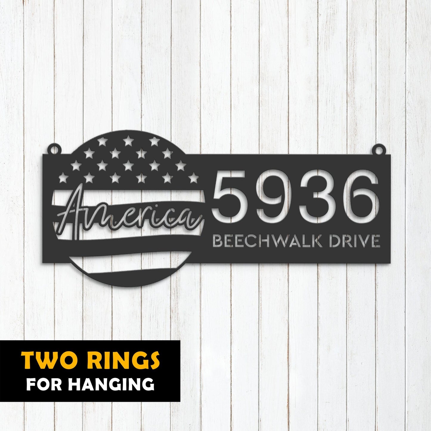 Personalized America US flag 4th of July Metal Address Sign House number Hanging Address Plaque Yard Sign Outdoor decor Garden Stake