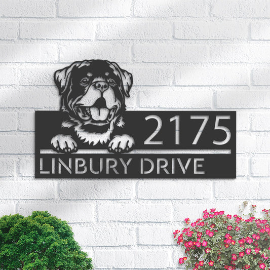 Personalized Rottweiler dog, Puppy Metal Address Sign House number Hanging Address Plaque Yard Sign Outdoor decor Garden Stake