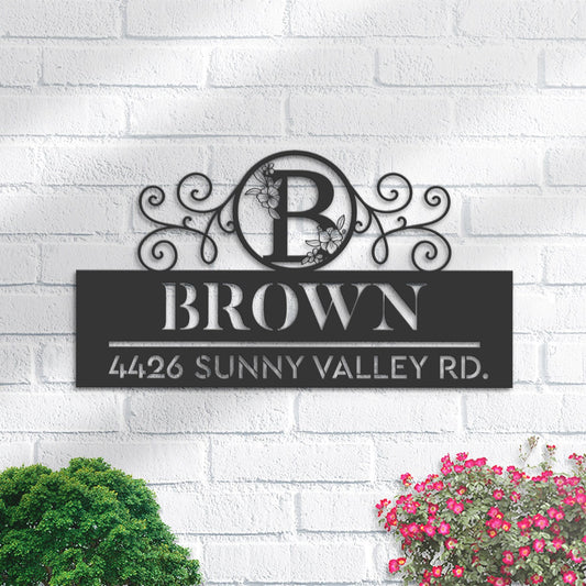 Personalized Monogram Letters family name Metal Address Sign House number Hanging Address Plaque Yard Sign Outdoor decor Garden Stake S35