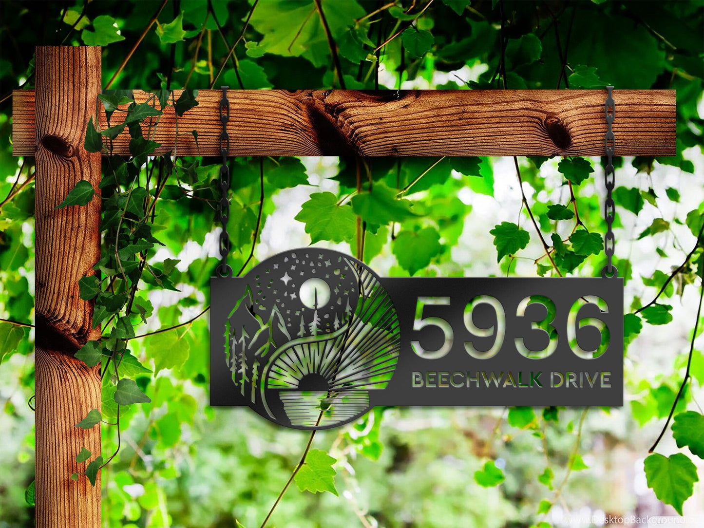 Personalized Yin Yang sun and moon Metal Address Sign House number | Hanging Address Plaque | Yard Sign, Outdoor Sign | Garden Stake