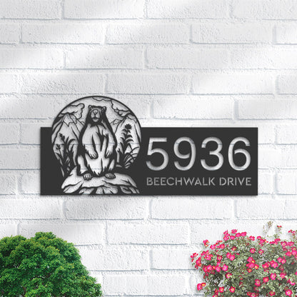 Personalized Badger Metal Address Sign With LED lights House number Hanging Address Plaque Yard Sign Outdoor Garden Stake