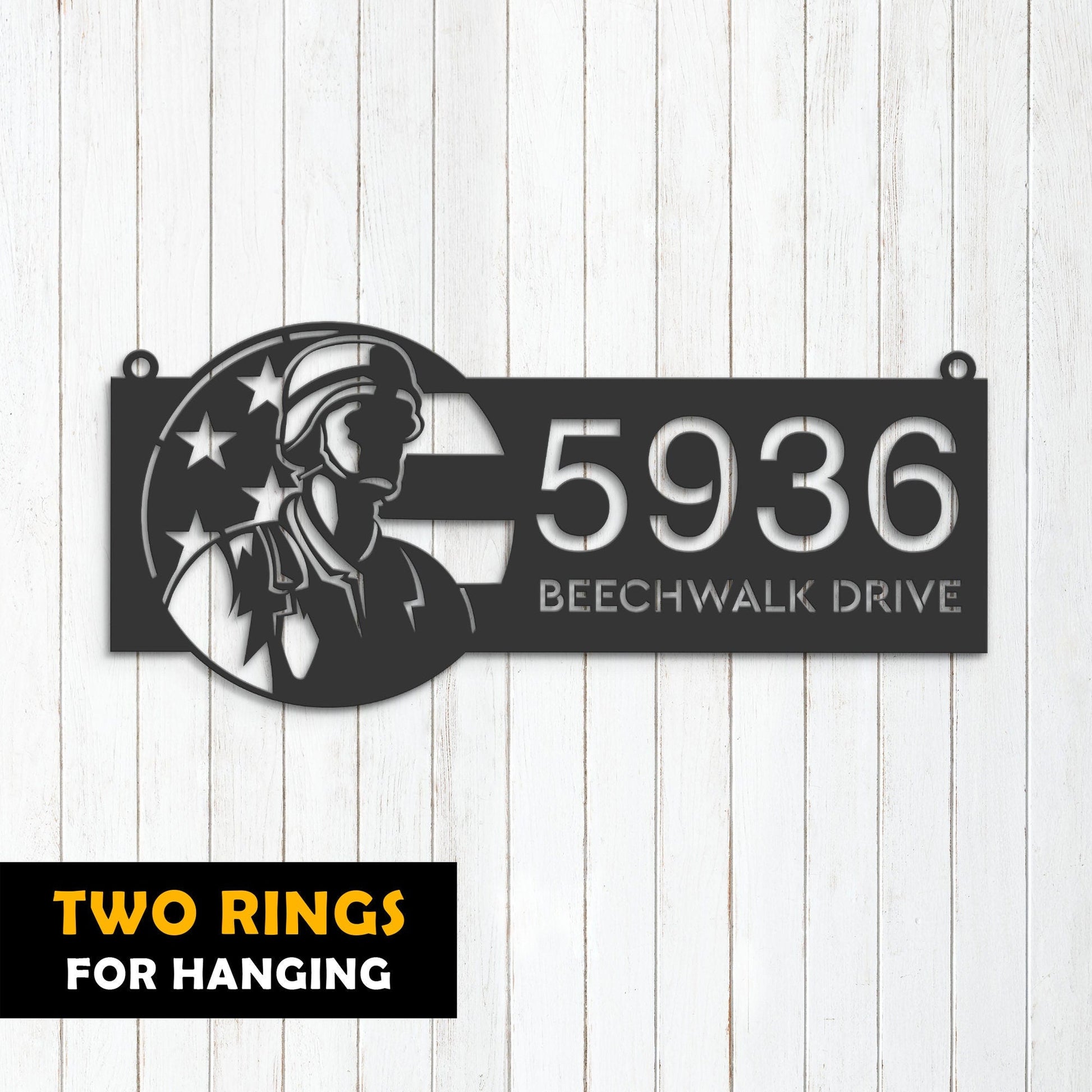 Personalized American Soldier US flag Metal Address Sign House number Hanging Address Plaque Yard Sign, Outdoor Sign | Garden Stake