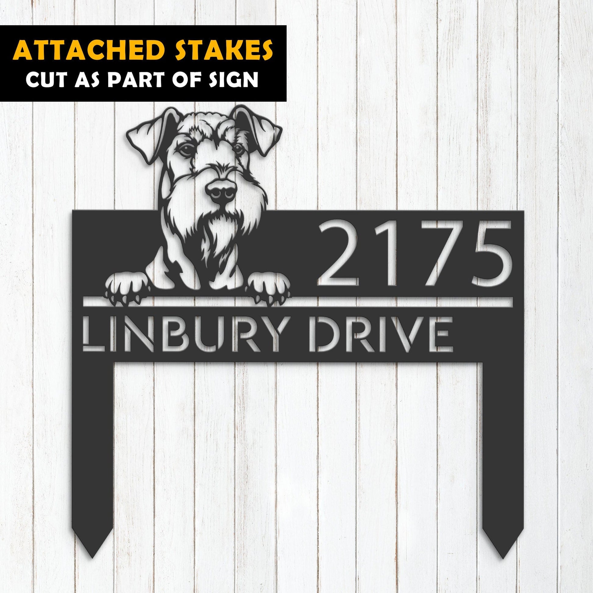 Personalized Airedale terrier dog, Puppy Metal Address Sign House number Hanging Address Plaque Yard Sign Outdoor decor Garden Stake