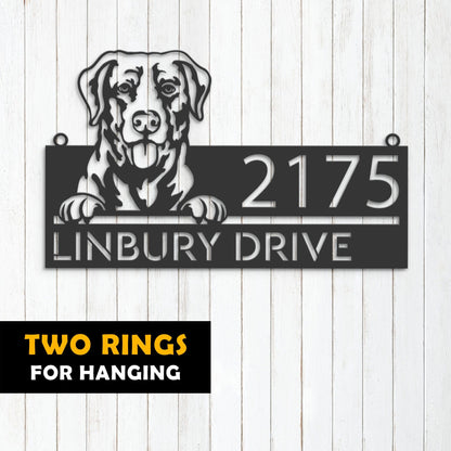 Personalized Chesapeake Bay retriever dog, Puppy Metal Address Sign House number Hanging Address Plaque Yard Sign Outdoor decor Garden Stake