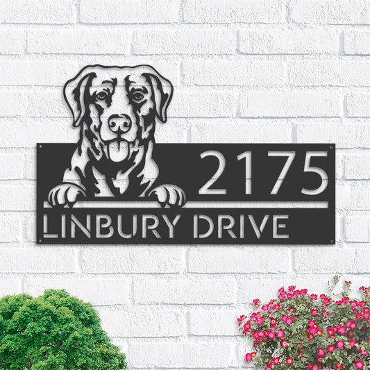 Personalized Chesapeake Bay retriever dog, Puppy Metal Address Sign House number Hanging Address Plaque Yard Sign Outdoor decor Garden Stake