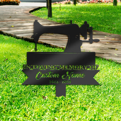 Personalized Tailor Sewing machine Memorial Stake, Metal Stake, Sympathy Sign, Grave Marker, Remembrance Stake