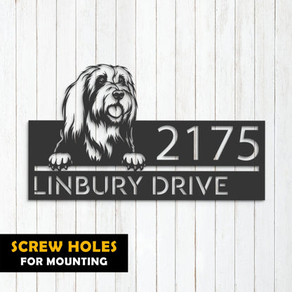 Personalized Bearded collie dog, Puppy Metal Address Sign House number Hanging Address Plaque Yard Sign Outdoor decor Garden Stake