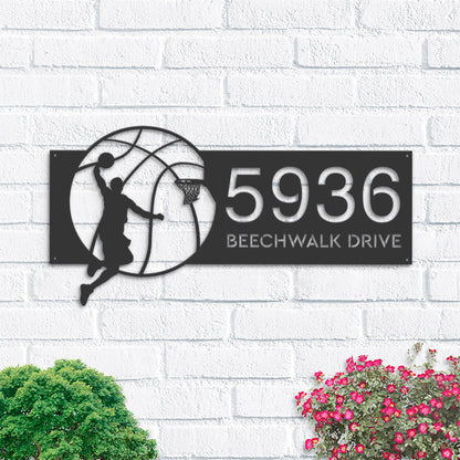 Personalized Basketball player Metal Address Sign House number Hanging Address Plaque Yard Sign Outdoor Sign Garden Stake