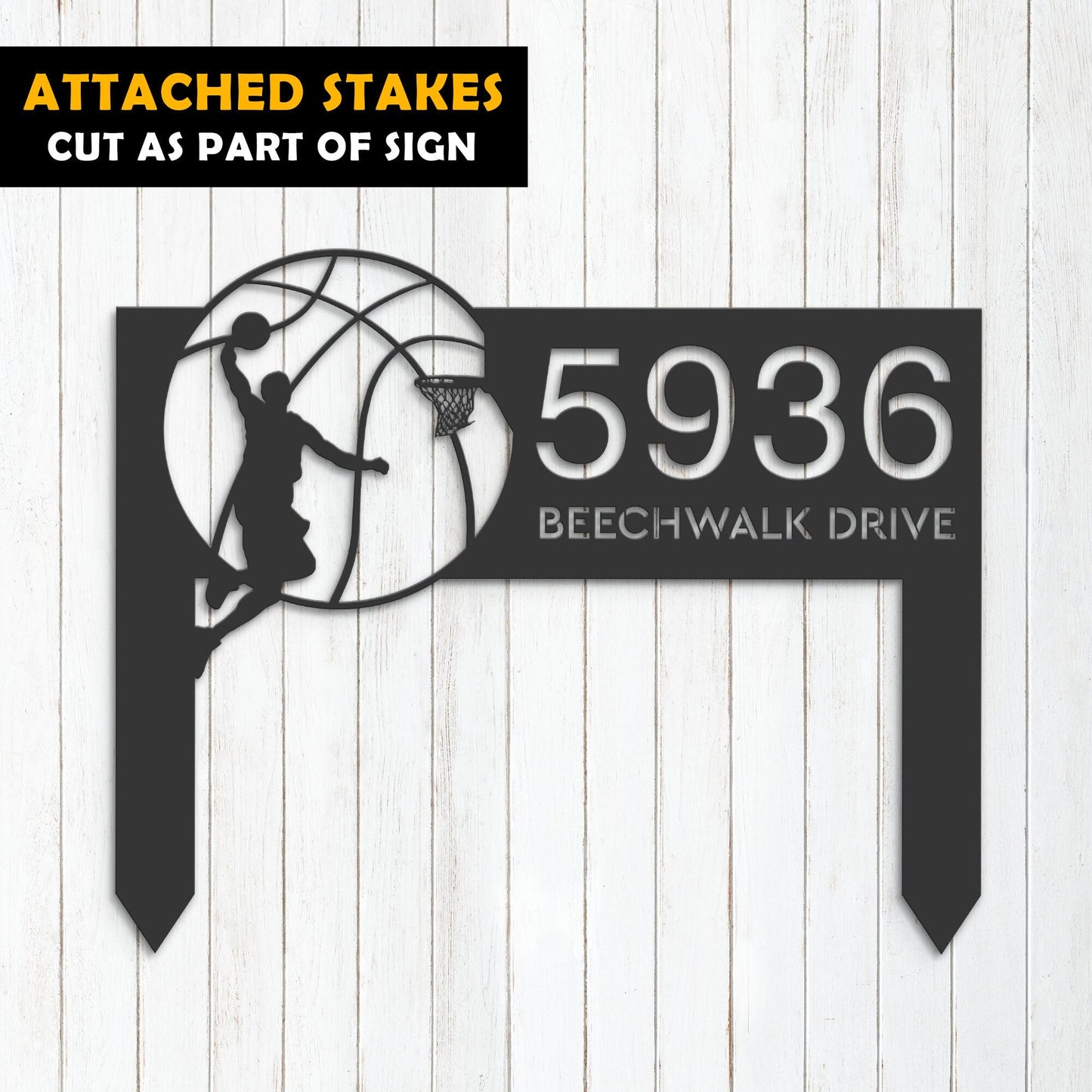 Personalized Basketball player Metal Address Sign House number Hanging Address Plaque Yard Sign Outdoor Sign Garden Stake