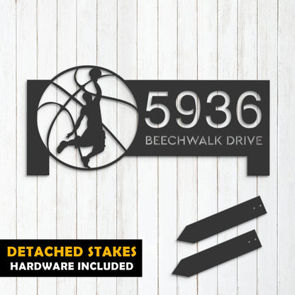 Personalized Basketball player Metal Address Sign House number Hanging Address Plaque Yard Sign Outdoor Sign Garden Stake