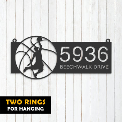 Personalized Basketball player Metal Address Sign House number Hanging Address Plaque Yard Sign Outdoor Sign Garden Stake