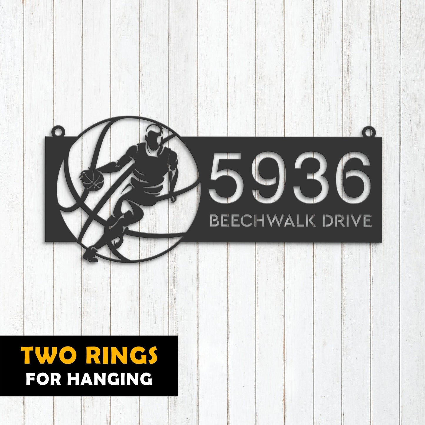 Personalized Basketball player Metal Address Sign House number Hanging Address Plaque Yard Sign Outdoor Sign Garden Stake