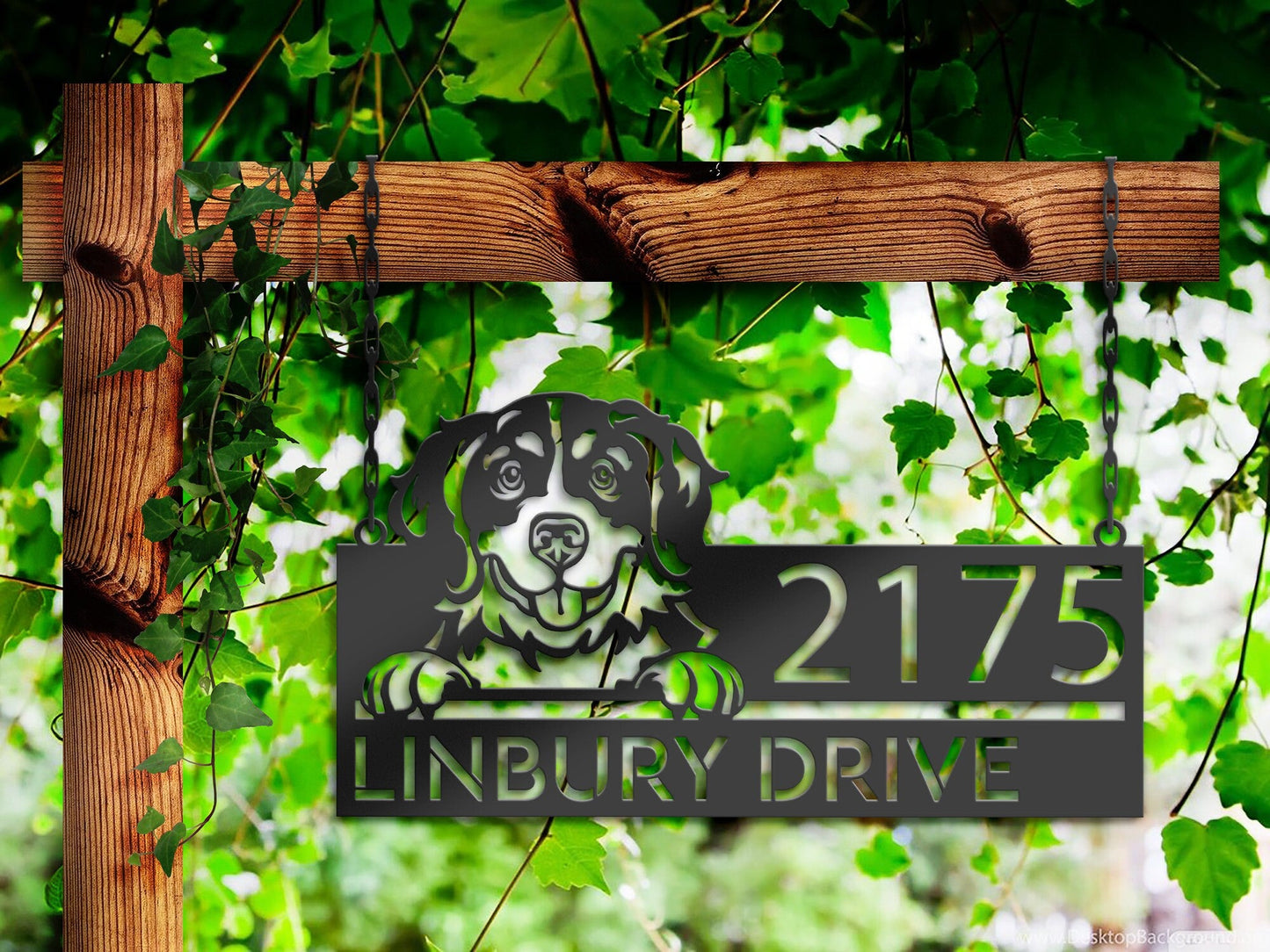 Personalized Bernese mountain dog, cute puppy Metal Address Sign House number Hanging Address Plaque Yard Sign Outdoor decor Garden Stake