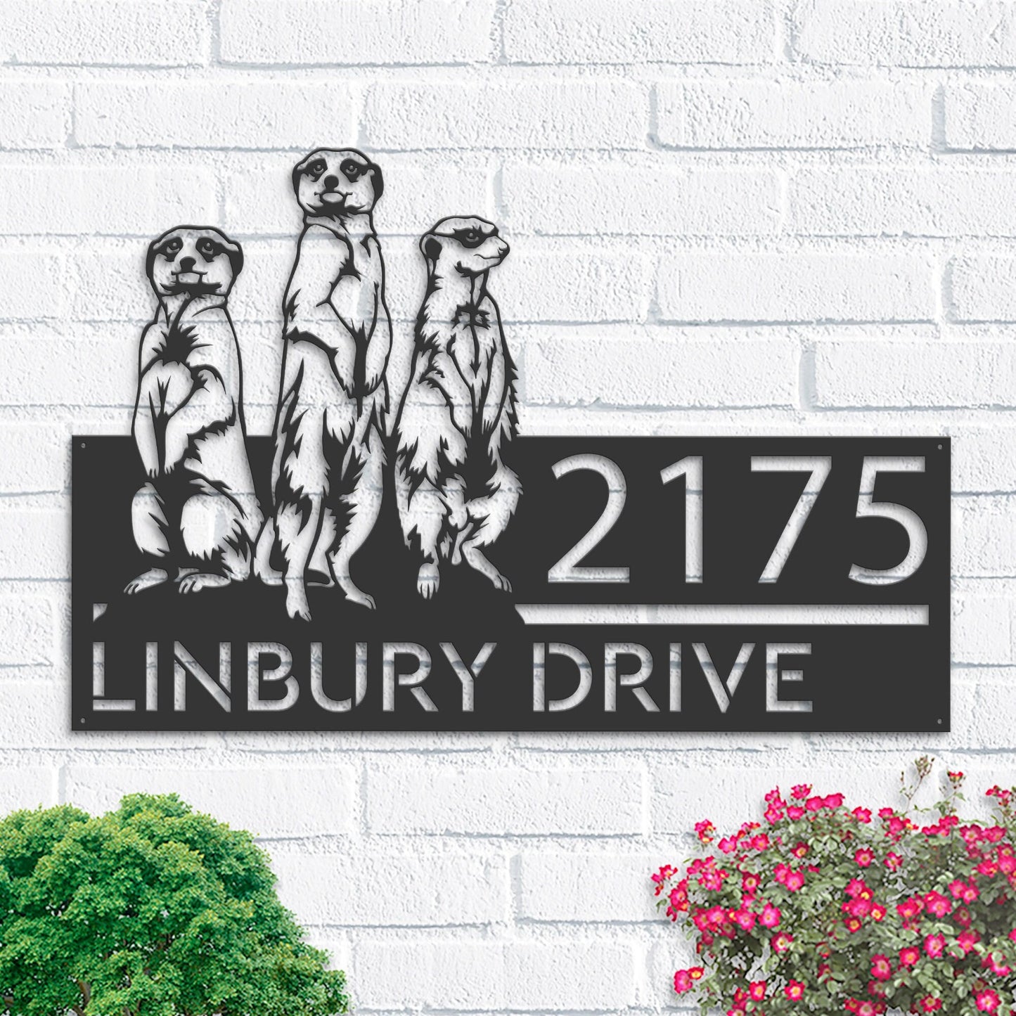 Personalized Meercat Safari Wild Life Metal Address Sign House number Hanging Address Plaque | Yard Sign, Outdoor Sign | Garden Stake