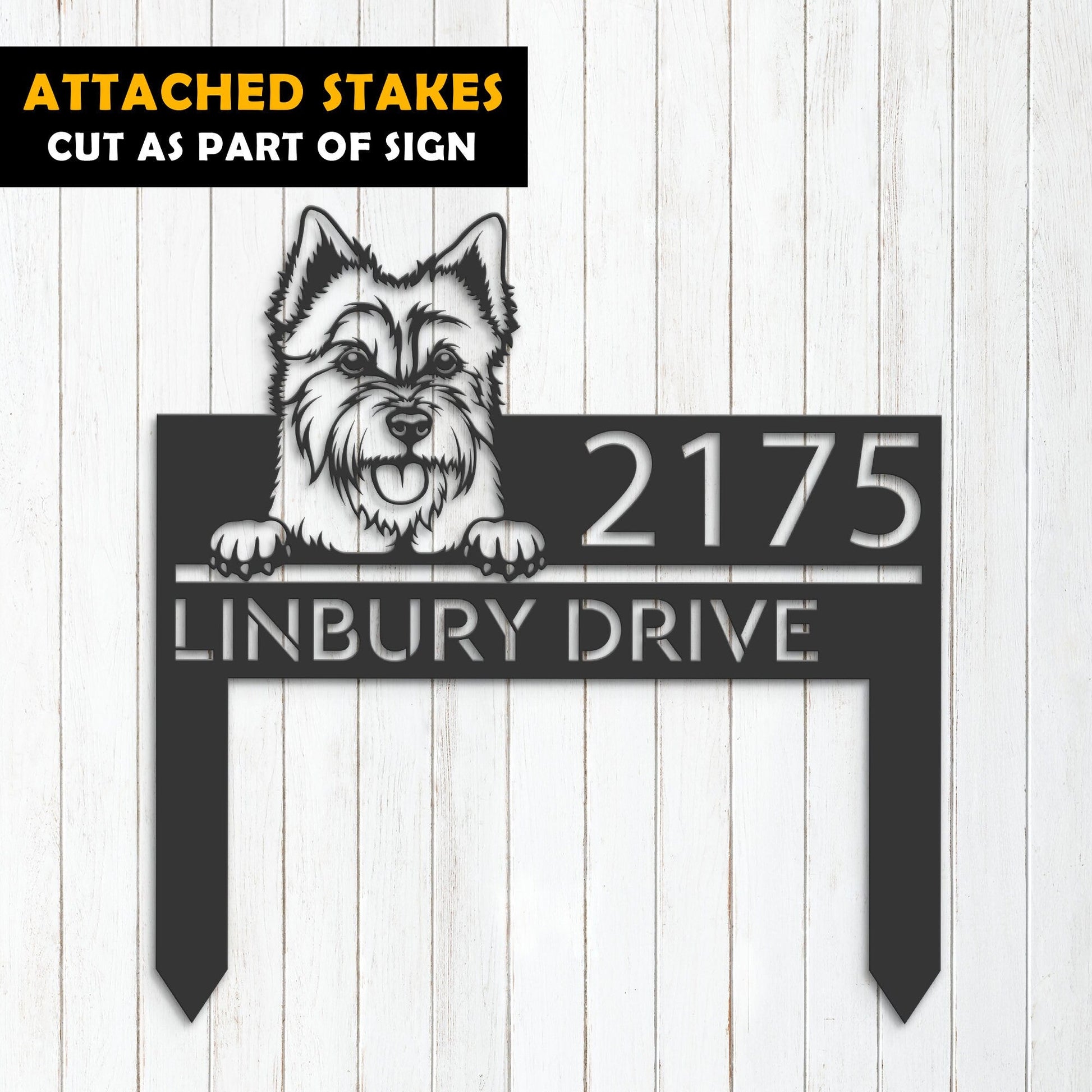 Personalized Australian terrier dog, Puppy Metal Address Sign House number Hanging Address Plaque Yard Sign Outdoor decor Garden Stake