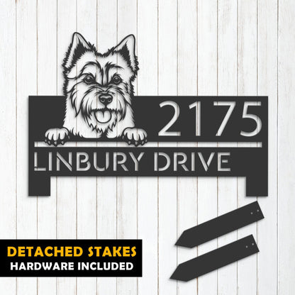 Personalized Australian terrier dog, Puppy Metal Address Sign House number Hanging Address Plaque Yard Sign Outdoor decor Garden Stake