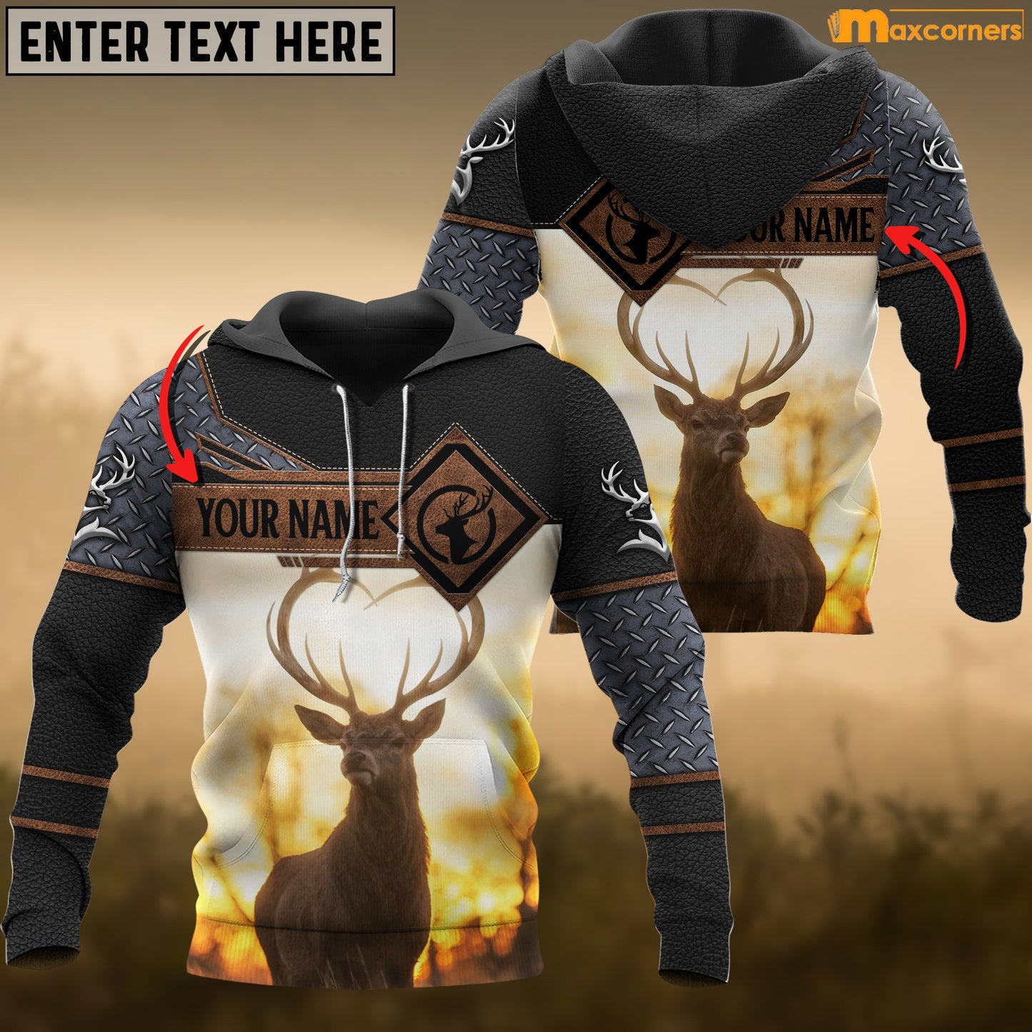 Deer Hunting Personalized Name 3D Over Printed Hoodie