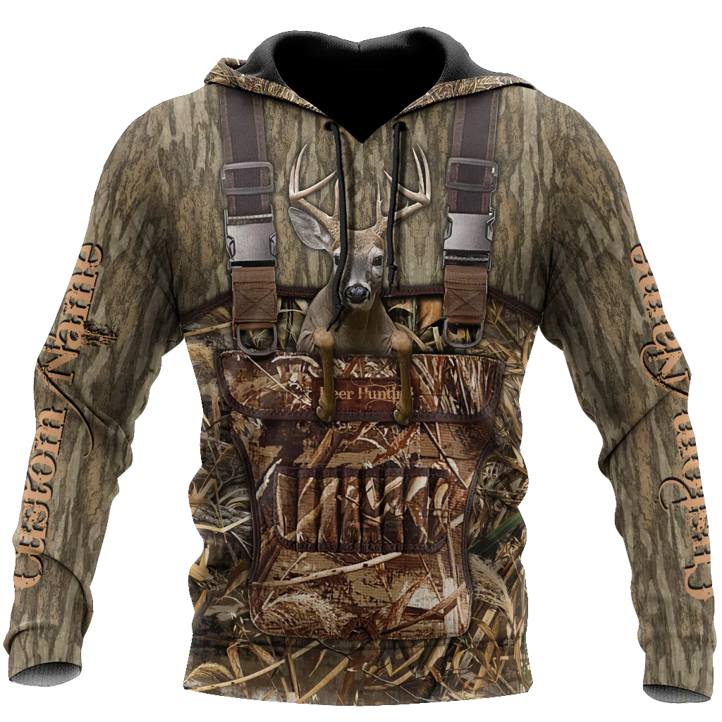 Deer Hunting Personalized Name 3D Over Printed Hoodie