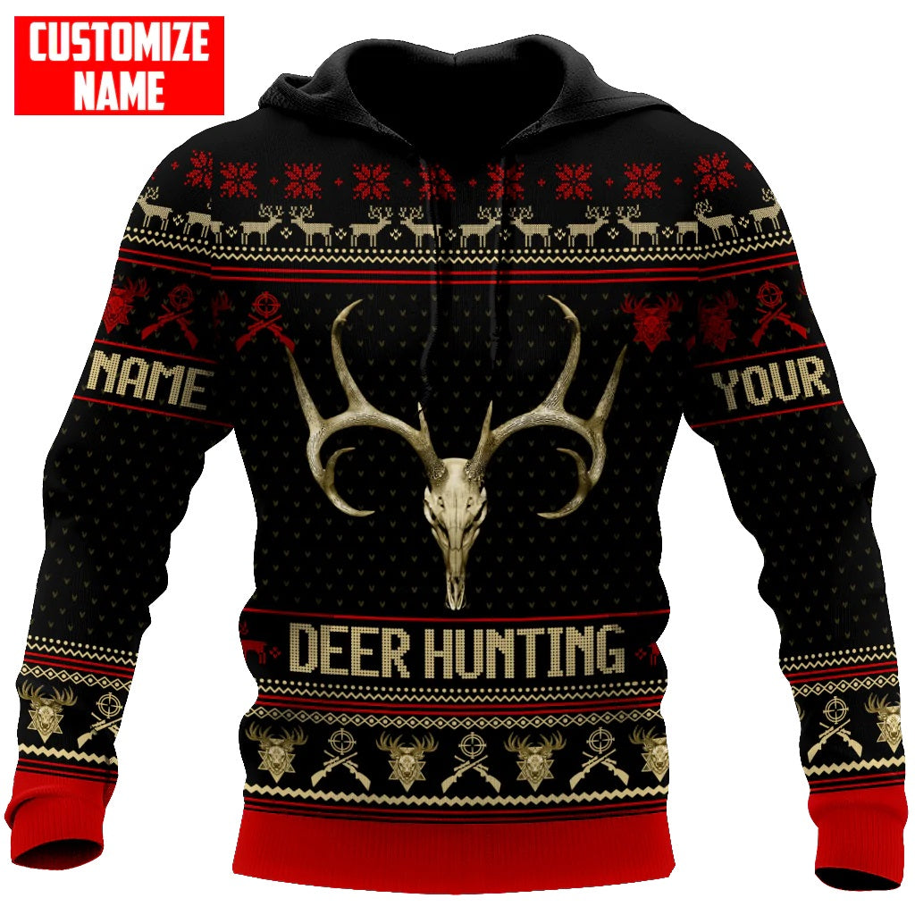 Deer Hunting Personalized Name 3D Over Printed Hoodie