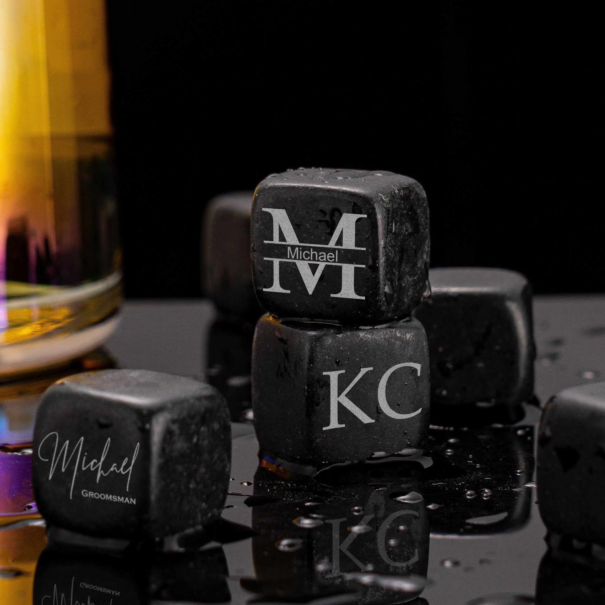 Personalized Whiskey Stones, Custom Engraved Whiskey Rocks, Best Man Groom Groomsmen Gifts, Wedding Gift for Guys, Fathers Day gift for Him