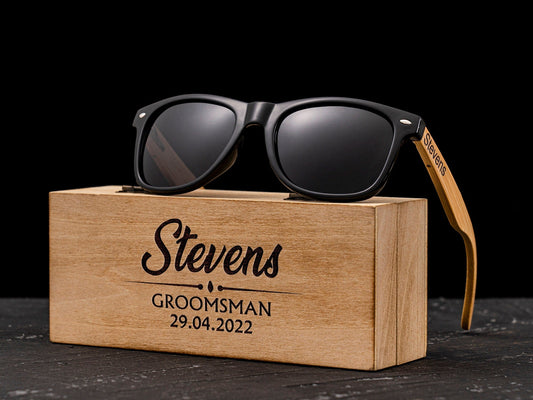 Personalized Wooden Sunglasses, Groomsman Sunglasses, Groomsmen Proposal Gift, Bachelor Party Gift, Wedding Gift For Guys, Best Man Gifts