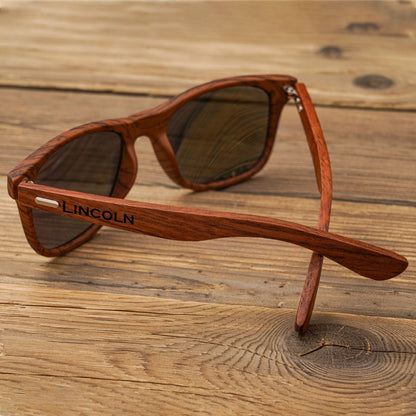 Personalized Polarized Wooden Sunglasses, Custom Wooden Sunglasses Box, Engraved Unisex Sunglasses, Wood Box, Mens Gift, Groomsmen Gifts