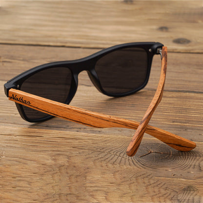 Personalized Polarized Wooden Sunglasses, Wooden Sunglasses Box, Engraved Unisex Sunglasses, Wood Box, Mens Gift, Groomsmen Gifts Proposal
