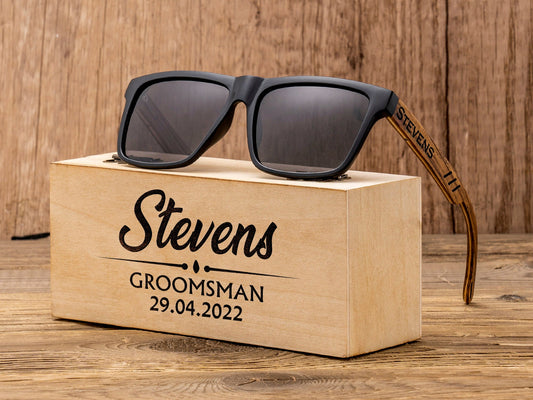 Groomsmen Sunglasses, Groomsmen Gifts, Custom Engraved Sunglasses, Groomsmen Proposal, Personalized Wooden Sunglasses, Wedding gift for guys
