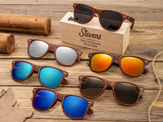 Personalized Wooden Sunglasses, Groomsmen Gifts, Groomsman Proposal, Custom Engraved Wood Sunglasses, Bachelor Party Wedding Gifts for Guys