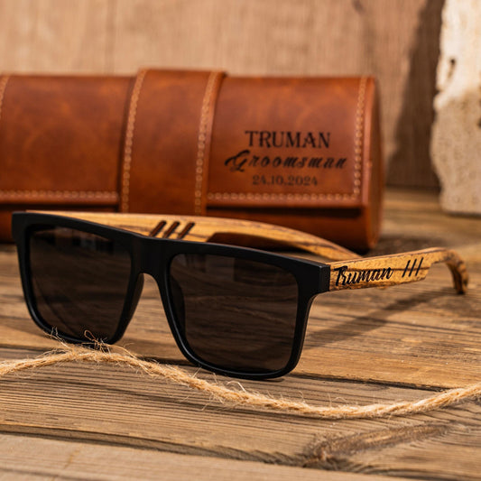 Personalized Groomsmen Sunglasses with Leather Box, Groomsmen Gifts, Best Man Gift, Groom Gift, Bachelor Party Gifts, Groomsman Sunglasses