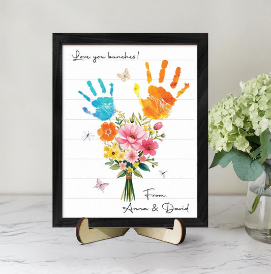 Personalized Handprint Bouquet Gift for Grandma,Mom, Handprint Flower Art Print, Mother’s Day, Meaningful Gift for Mom, Gift for Nana