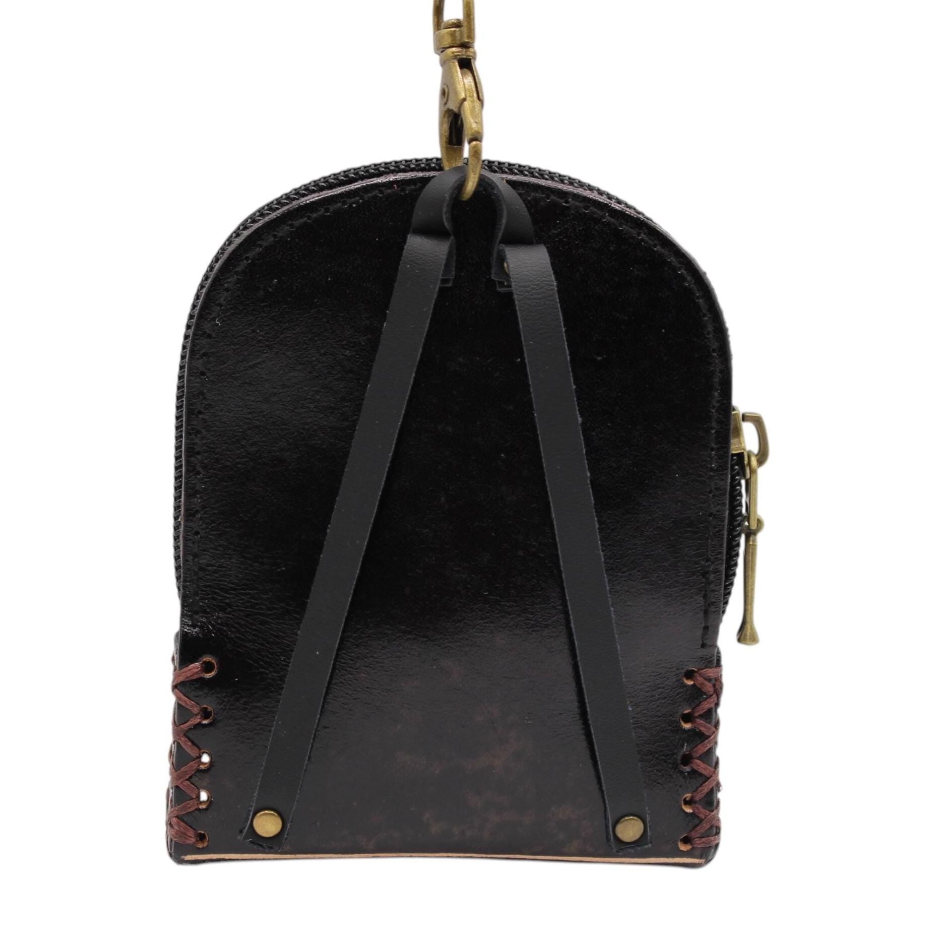 Genuine Handmade Leather sloth Wristlet mini backpack/ Coin Purse / Wallet /change purse