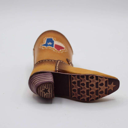 Handmade Leather Cowboy Boot Decor: Rustic Texas Map Ornament