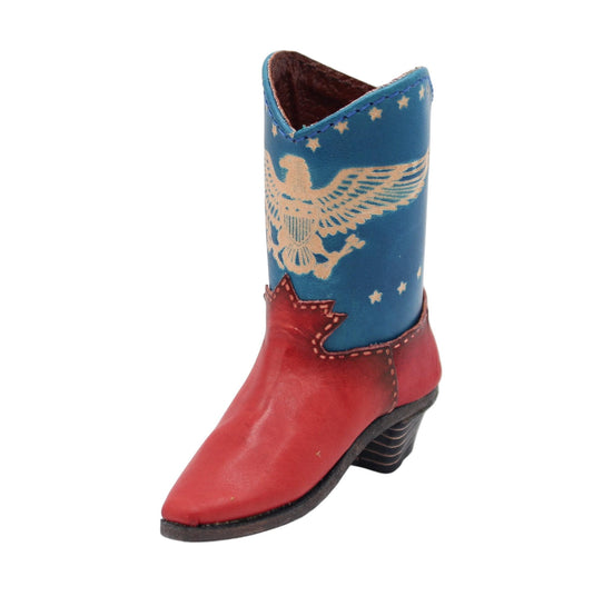 Handmade Leather Cowboy Boot Decor: American Eagle Western Ornament