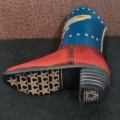 Handmade Leather Cowboy Boot Decor: American Eagle Western Ornament