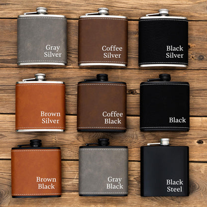 Personalized Leather Flask for Men, Groomsmen Gifts, Custom Groomsman Flask, Best Man Gifts, Groomsmen Proposal, Christmas Gift for Him