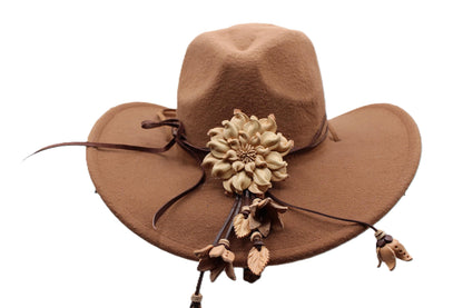 Handmade Leather Flower Hatband: Yellow Daisy Hat Accessory
