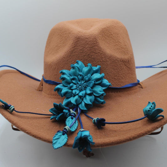Handmade Leather Flower Hatband: Yellow Daisy Hat Accessory