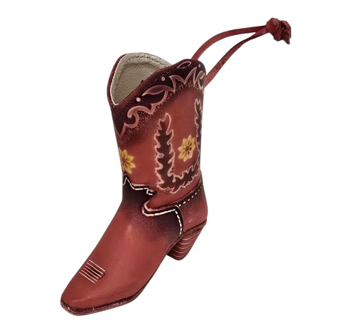 Genuine Handmade Leather Cowboy Boot / flower/ Western Decoration/Home decor/Rodeo gift/Ornament